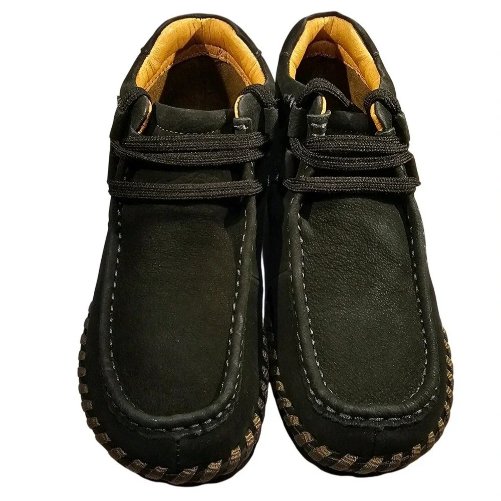 Bernie Mev Tampa Chukkas Black Leather Memory Foam Ankle Boots Size 39 8 New NWB